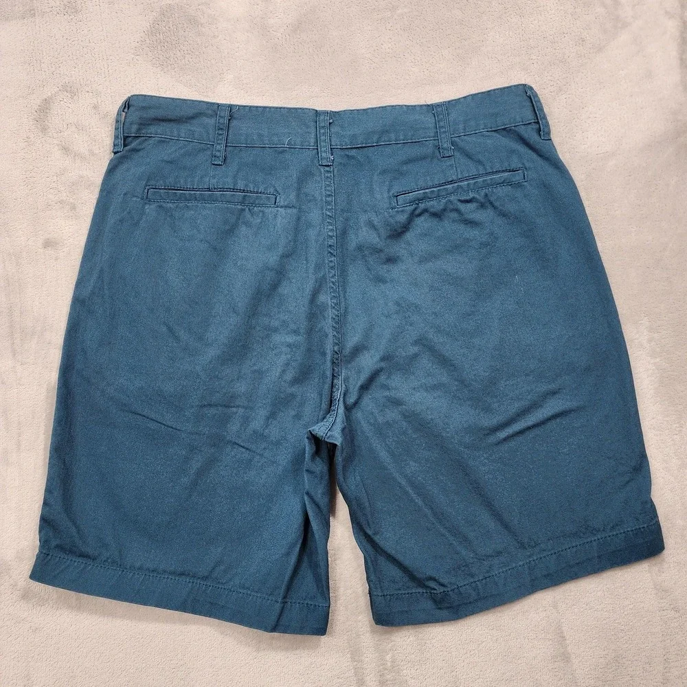 City Streets Shorts Mens 36 Blue Chino Flat Front Preppy Casual Summer Cotton